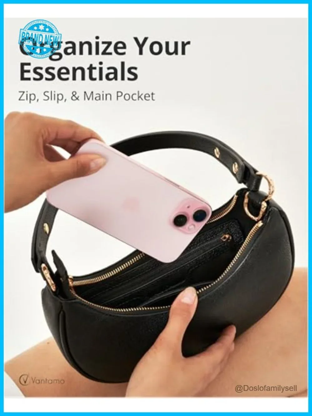 Women's Half Moon Clutch Purse RFID Protection Anti-Theft PU Leather Crossbody